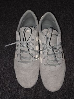 Adidas Gray/Blue Suede Sneakers with White Stripes